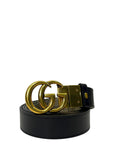 Gucci Black/Beige GG Supreme and Leather GG Marmont Belt 100 cm