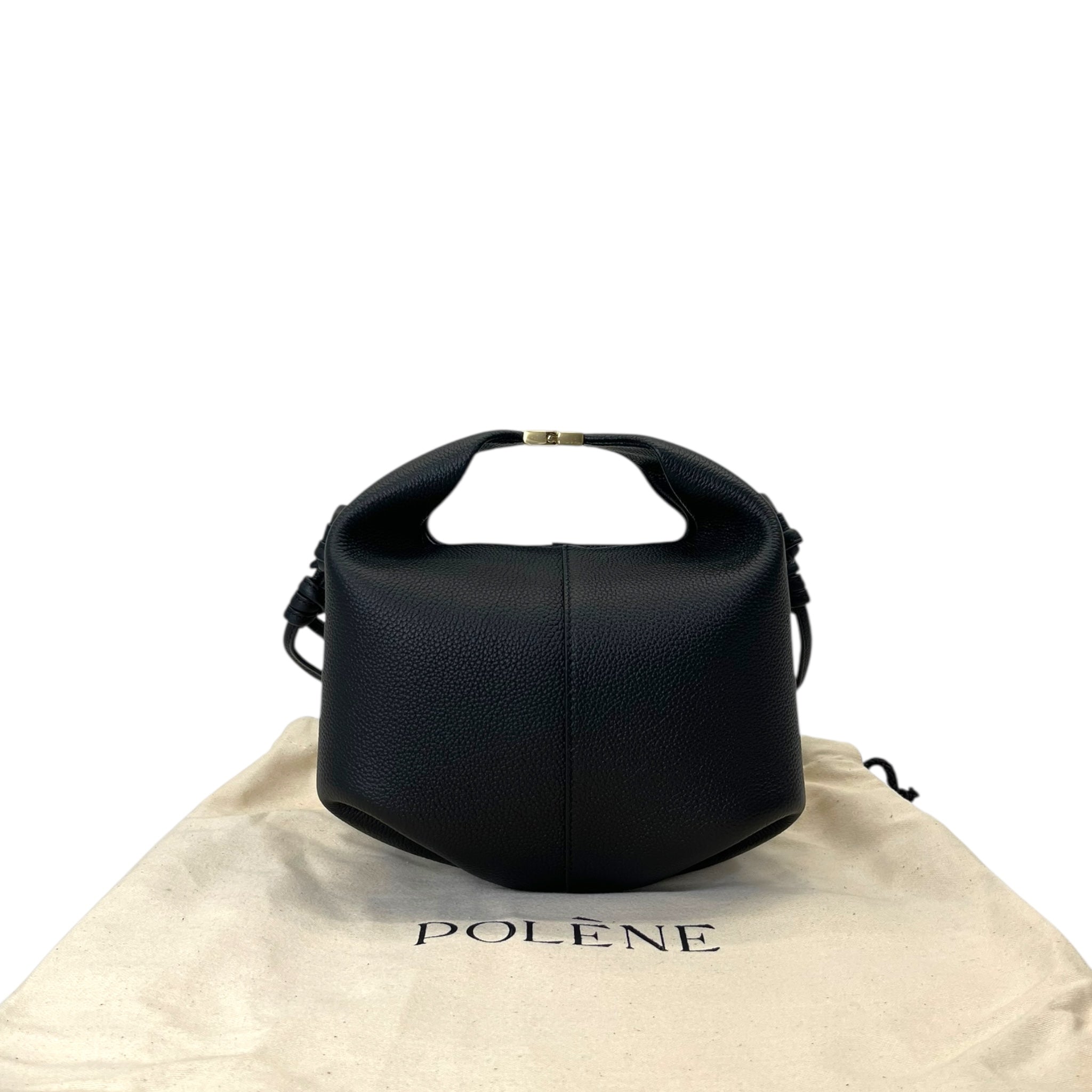 Polène Béri Textured Black Calf Leather