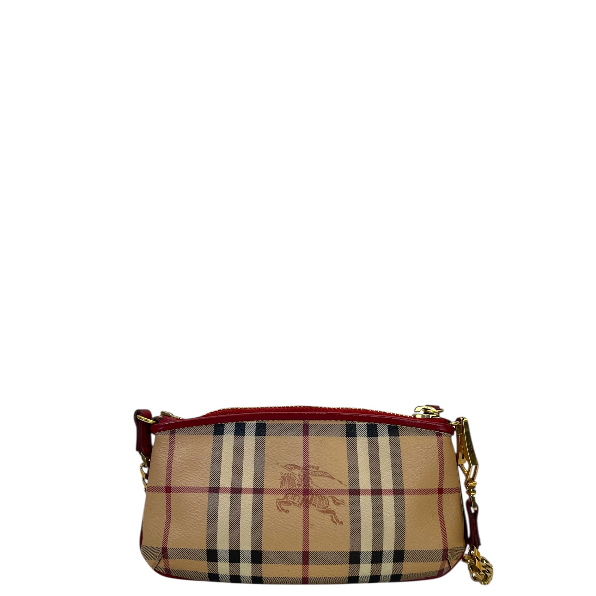 Burberry Clara Pochette Red/Beige Haymarket Check
