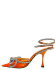 Mach & Mach Double Bow Silk-Satin Orange Pumps EU 36