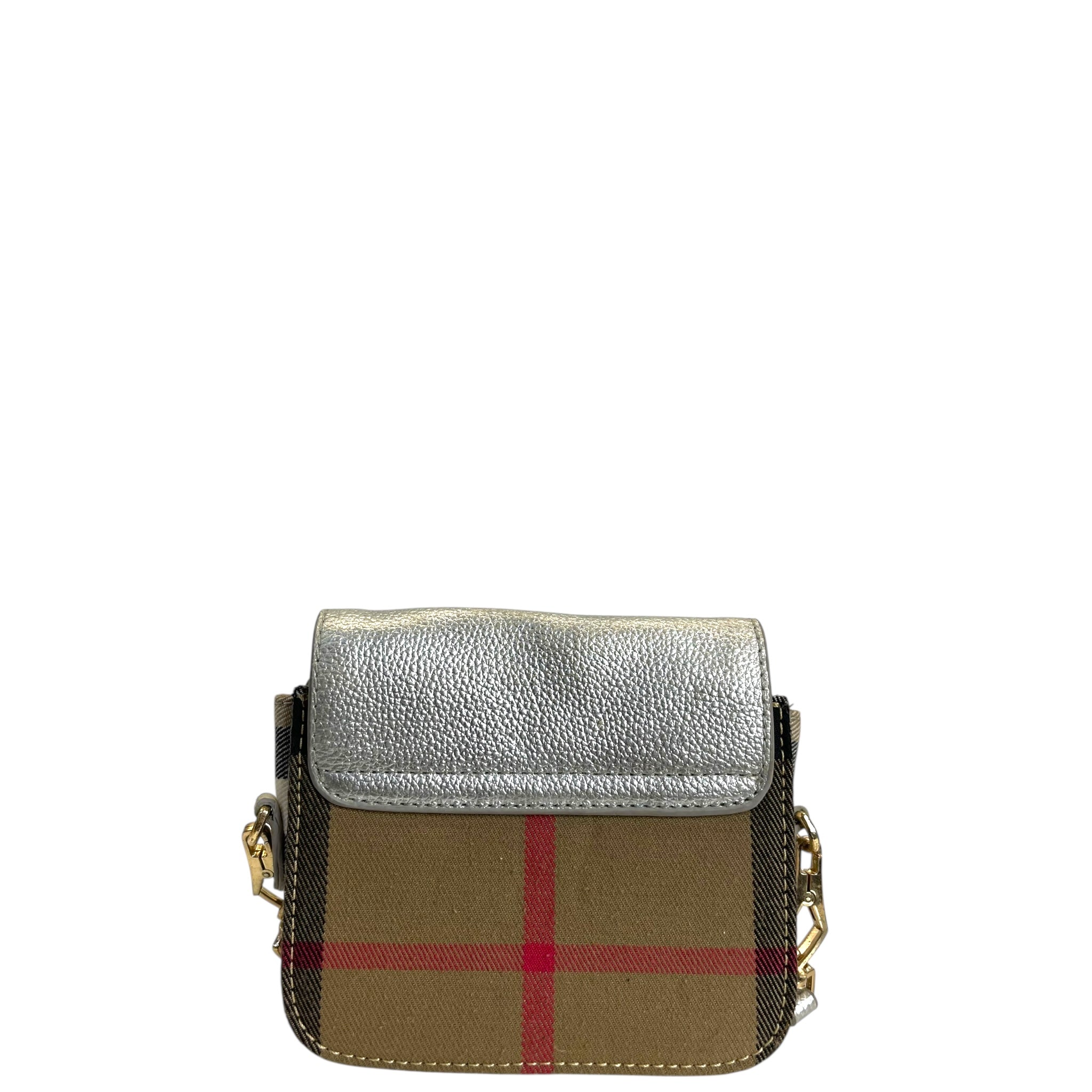 Burberry Nova Check Fabric/Silver Leather Crossbody Bag