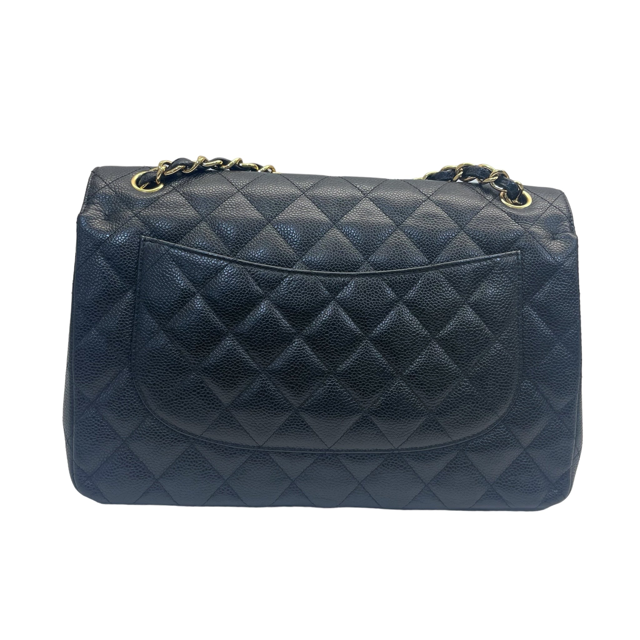 Chanel Black Quilted Caviar Jumbo Classic Double Flap Bag