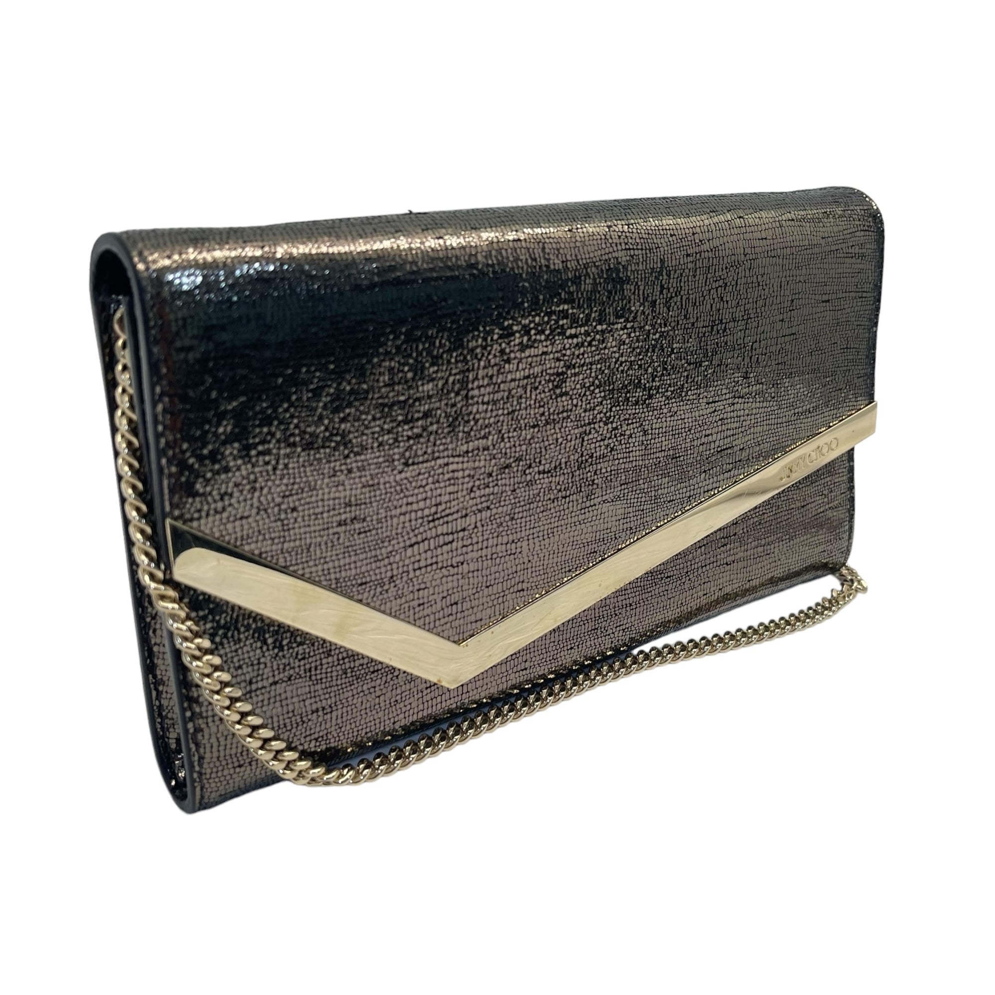 Jimmy Choo Emmie Glitter Chain-Link Clutch Bag