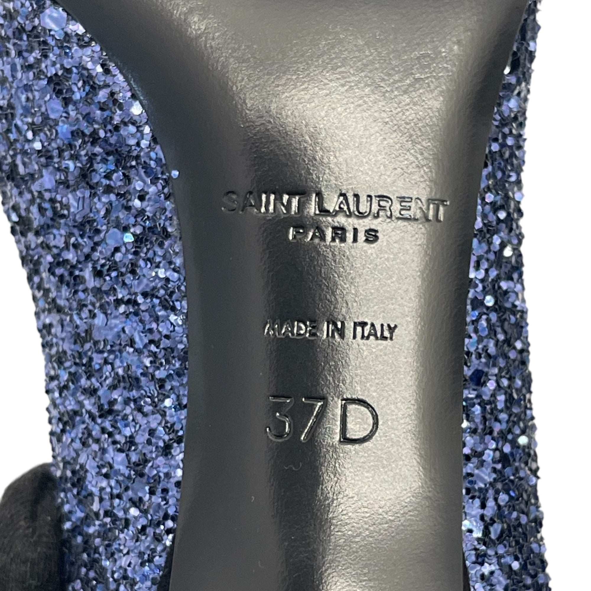 Saint Laurent Charlotte Glitter Point-toe Kitten-Heel Pumps Size EU 37