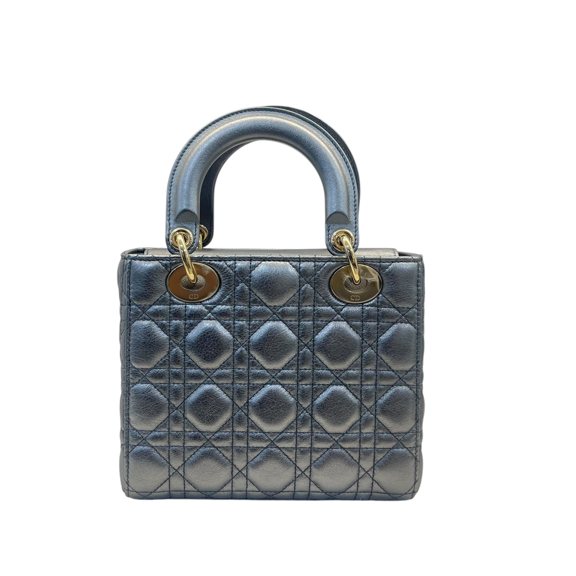 Buy Christian Dior Lady Dior Small Metallic Grey Cannage Bag Online