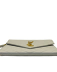 Saint Laurent Off White Matelasse Leather Monogram Chain Clutch