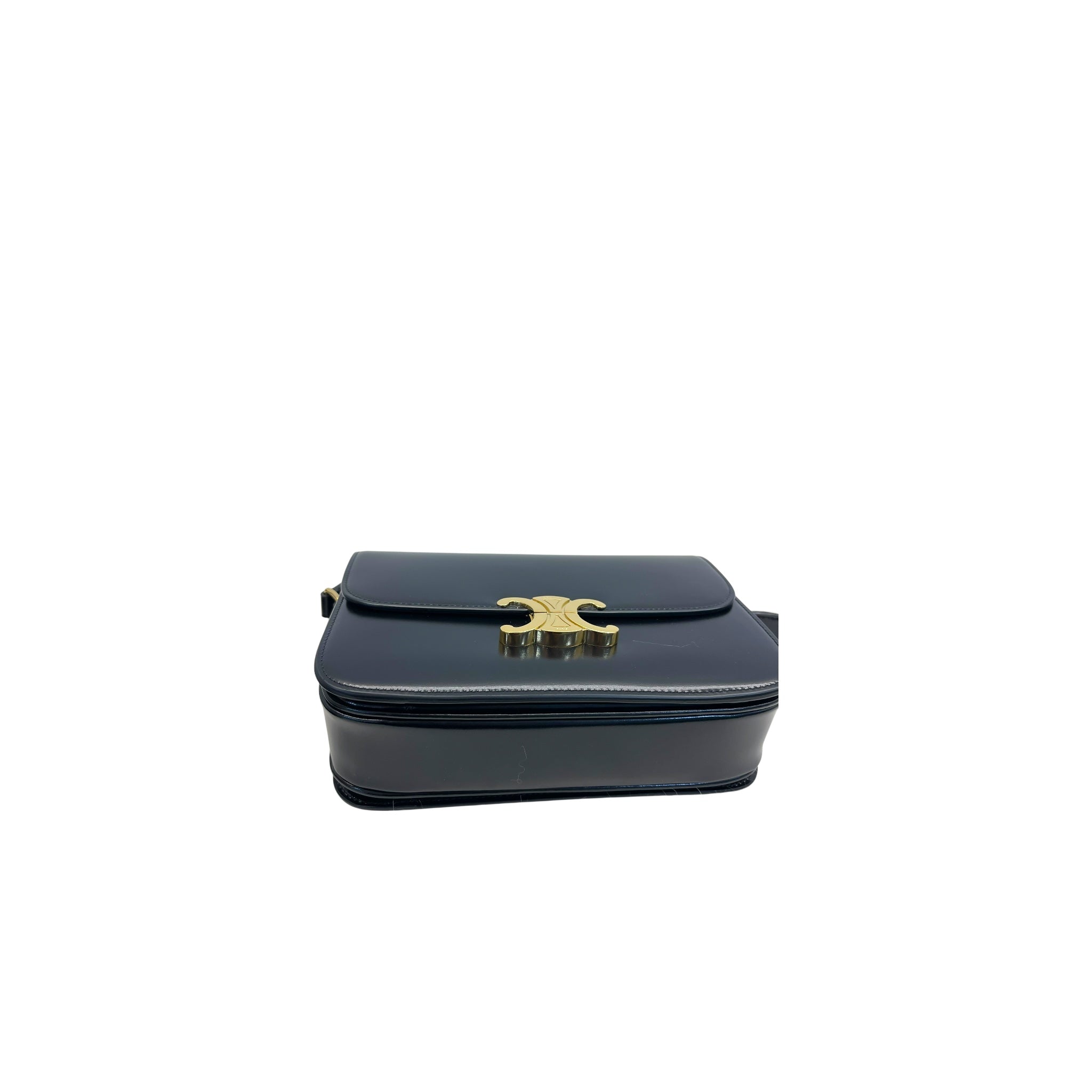 Buy Celine Black Shiny Calf Leather Triomphe Shoulder Bag Online