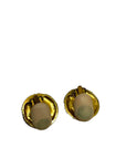 Chanel Vintage Gold Metal Faux Pearls Clip On Earrings Golden