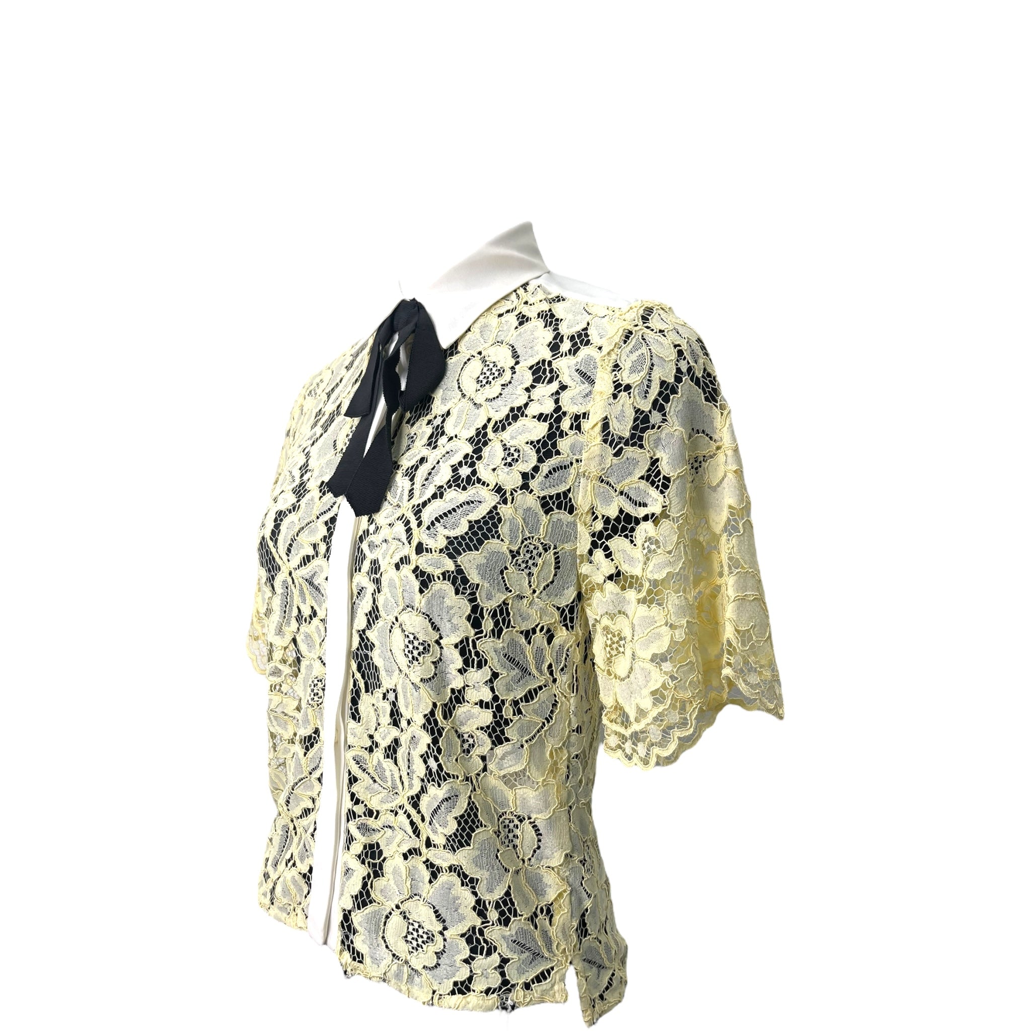 SANDRO Amarine Floral Mesh Short Sleeve Shirt Size S