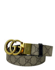 Gucci Black/Beige GG Supreme and Leather GG Marmont Belt 100 cm