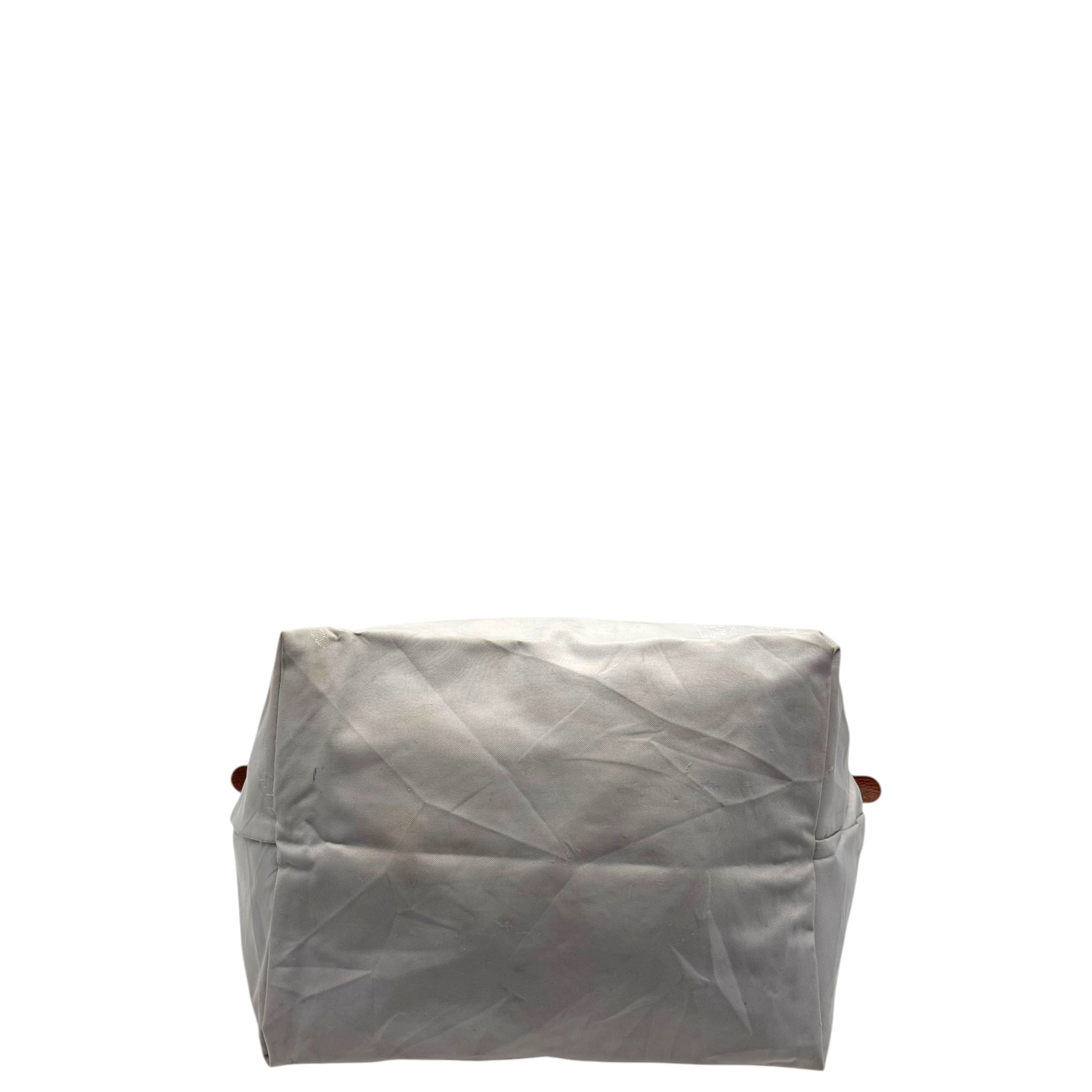 Longchamp Grey/Brown Nylon and Leather Le Pliage Tote Bag