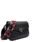 Valentino Rockstud Rolling Black Leather Shoulder Bag