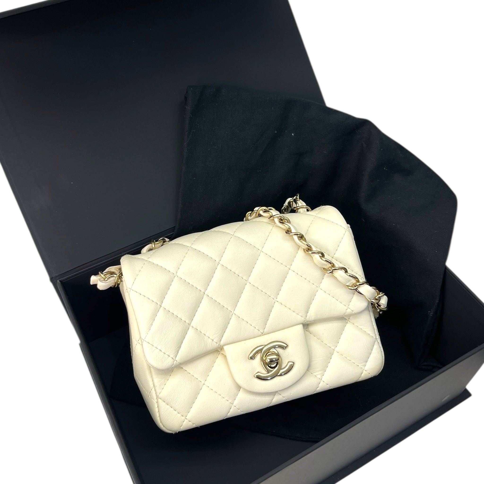 Chanel Mini Classic Flap Bag White GHW