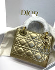 Dior Mini Lady Dior My ABCDior Glod Metallic Cannage Calfskin