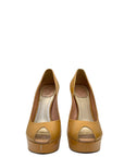 Christian Dior Peep Toe Platform Pumps Beige Patent Leather EU 38