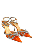 Mach & Mach Double Bow Silk-Satin Orange Pumps EU 36