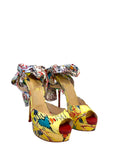 Christian Louboutin Multicolor and Satin Jersey Vamp Graffiti Platform Pumps EU 38.5