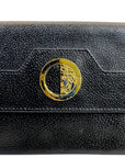 Versace Gold-tone Medusa Head Emblem Black Leather Wallet