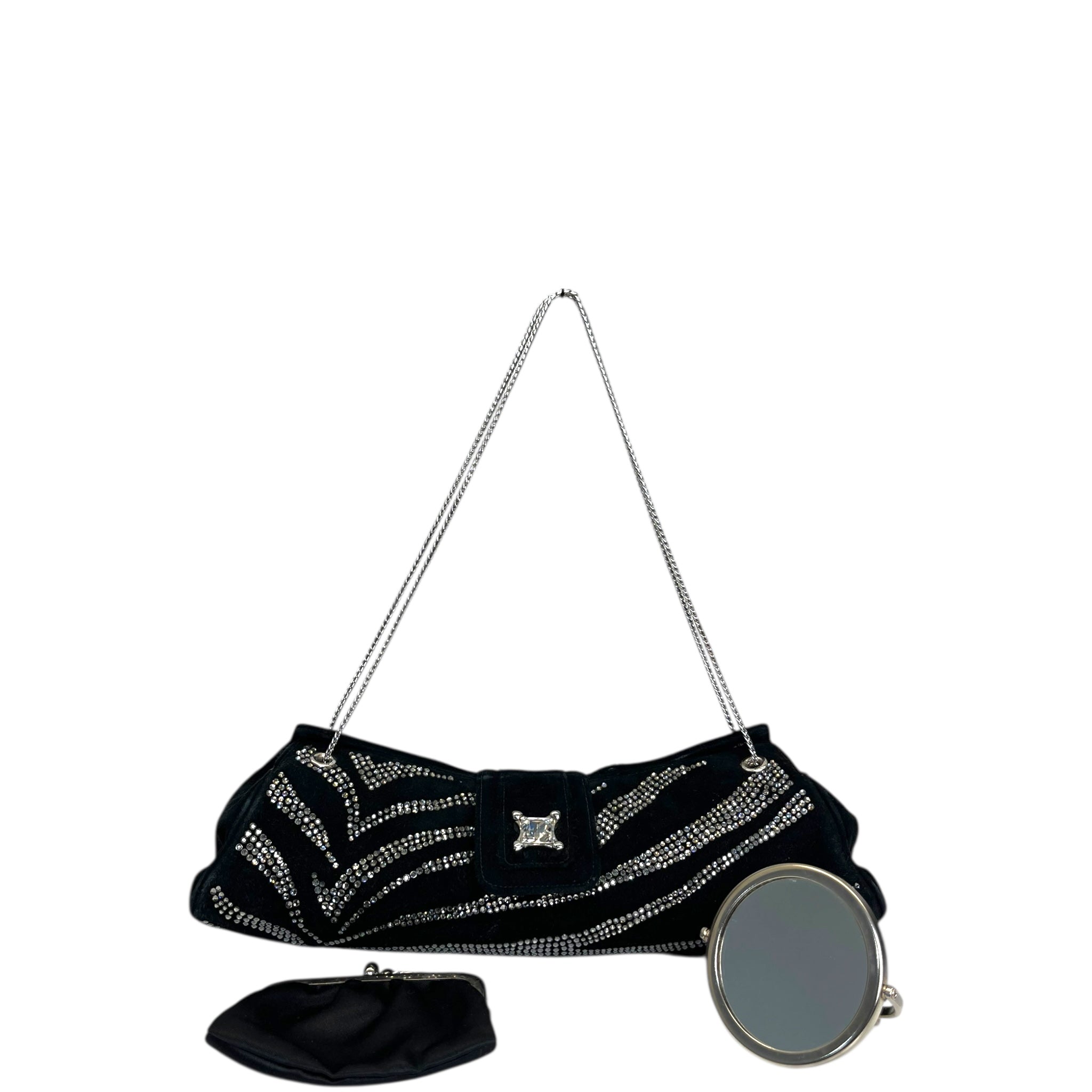 Judith Leiber Embellished Black Suede Shoulder Bag