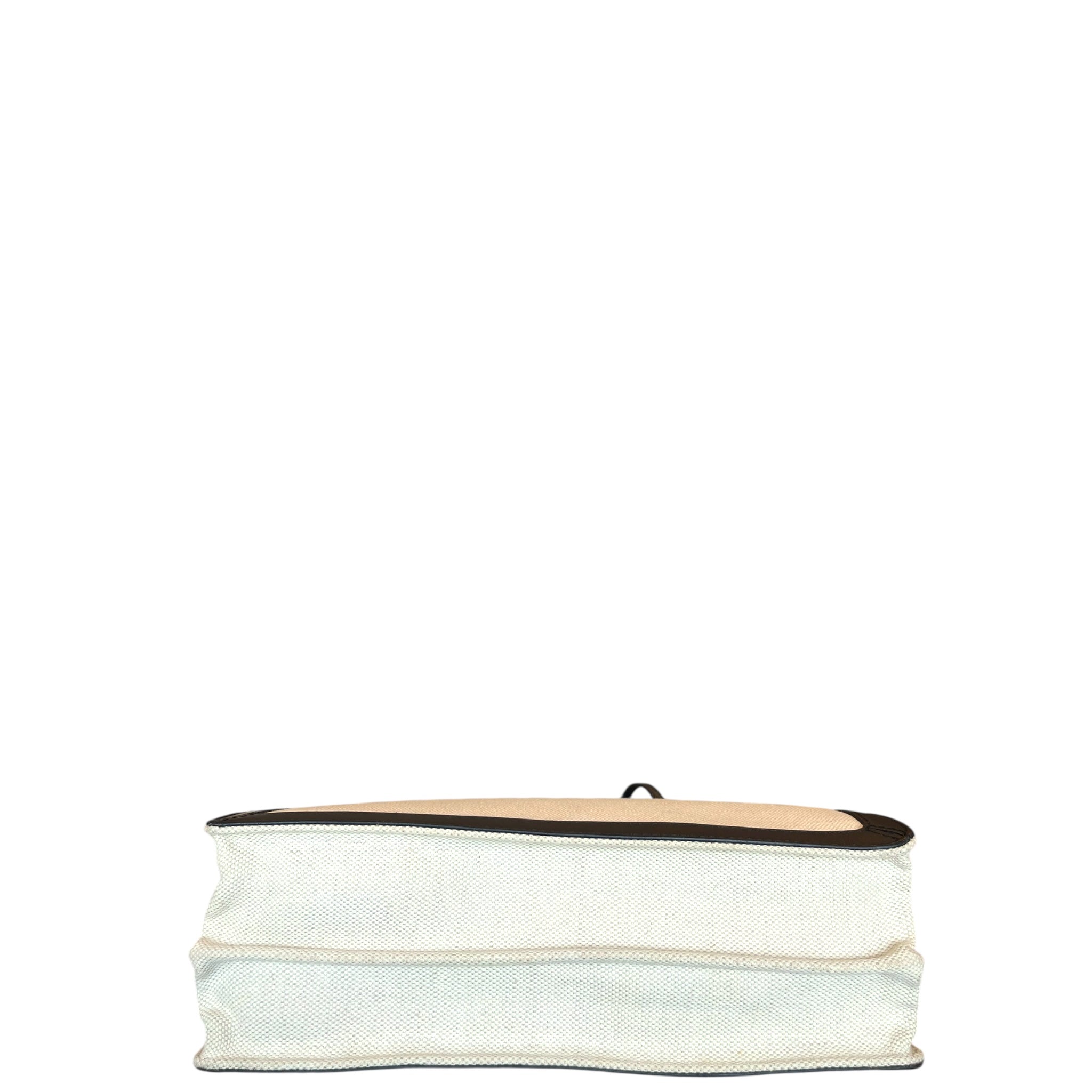 Balenciaga Navy Pochette Bag Beige Canvas/Black Leather Trim
