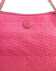 Tory Burch Marion Chain Tote Coral Pink Quilted Leather