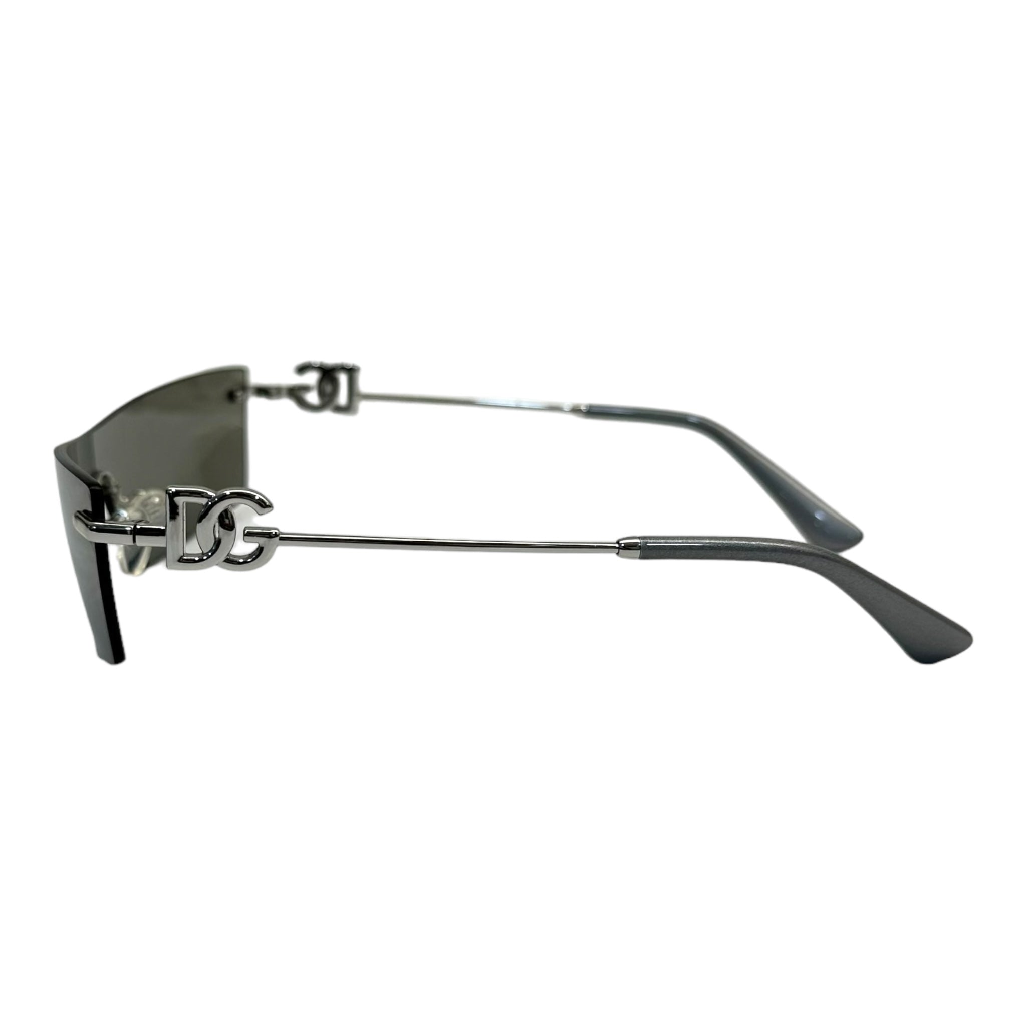 Dolce Gabbana Silver Mirror Shield Sunglasses