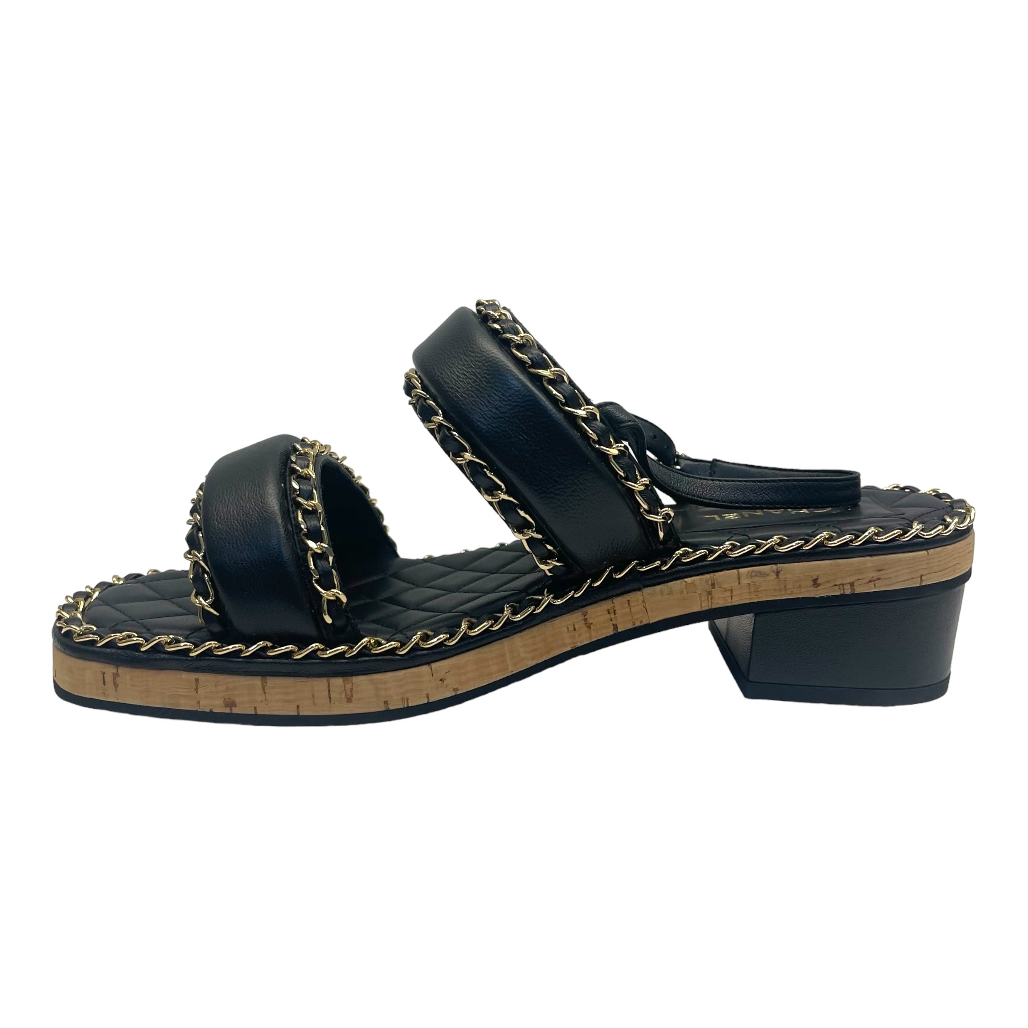 Chanel Black CC Chain Slides Sandal EU 41C