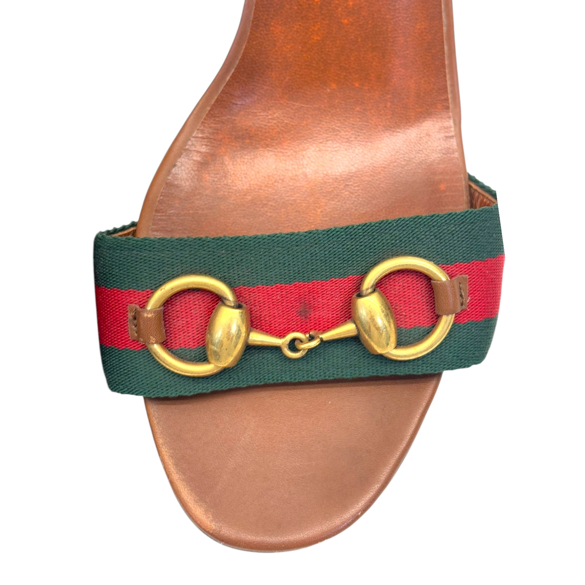 Gucci Brown Leather Horsebit Sandals EU 38.5