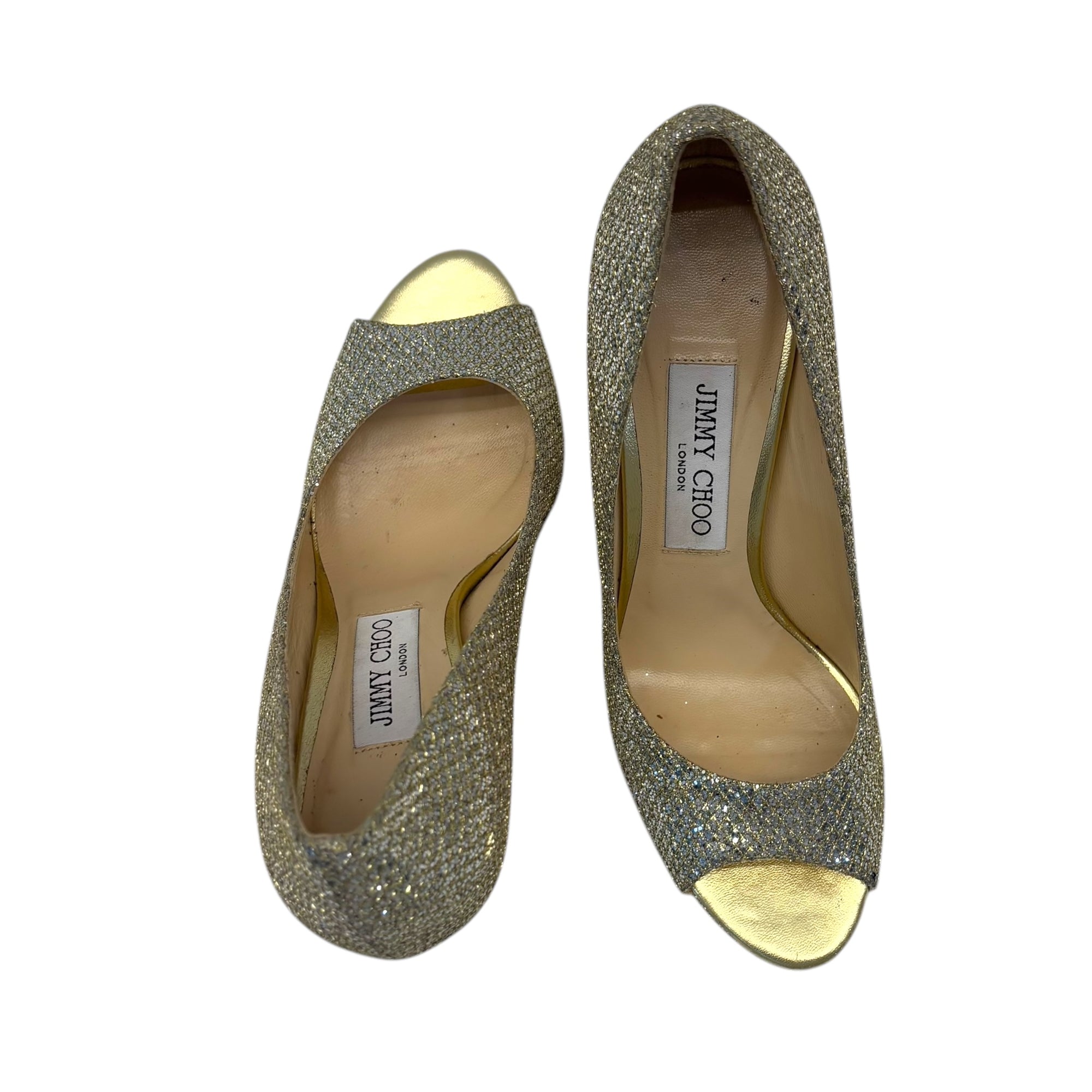 Jimmy Choo Shimmer Peep Toe Heels EU37