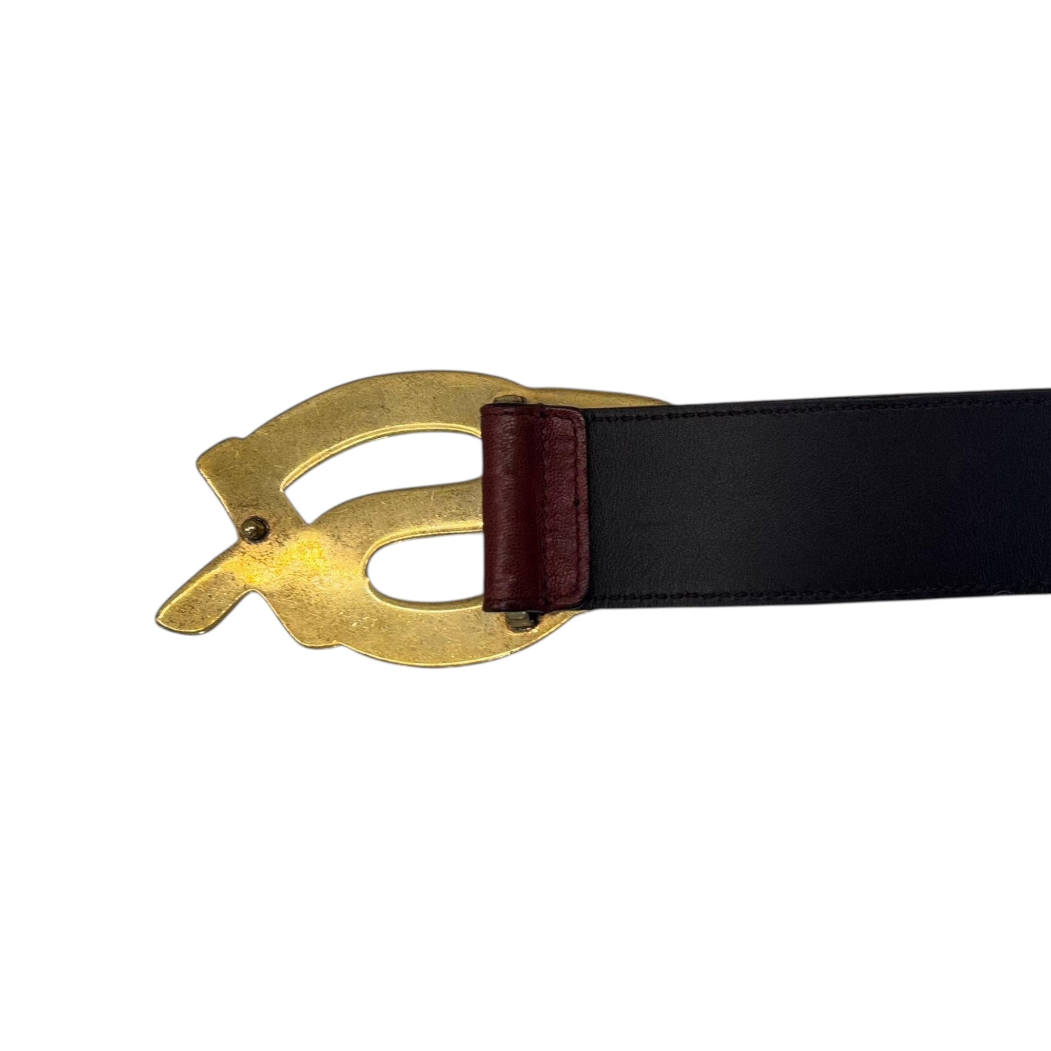 Yves Saint Laurent Belts Dark Red YSL Logo Buckle
