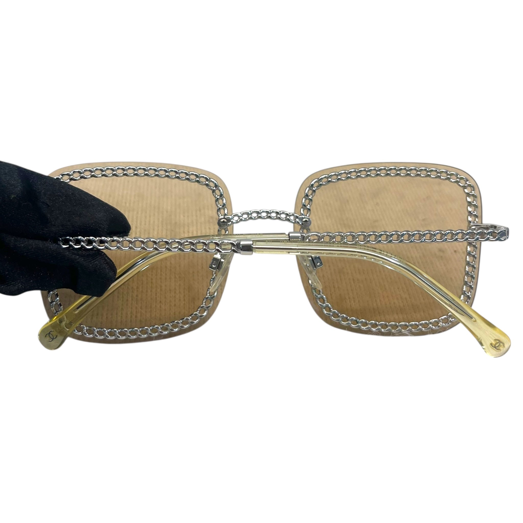Chanel Silver Chain Detail 4244 Square Sunglasses