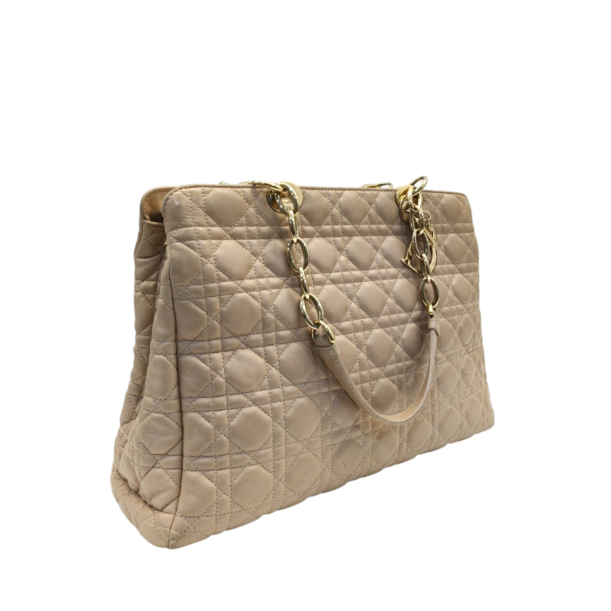 Dior Pink Cannage Quilted Soft Leather Medium Shopping Tote Bag