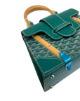 Goyard Green Coated Canvas and Leather PM Saigon Top Handle Bag