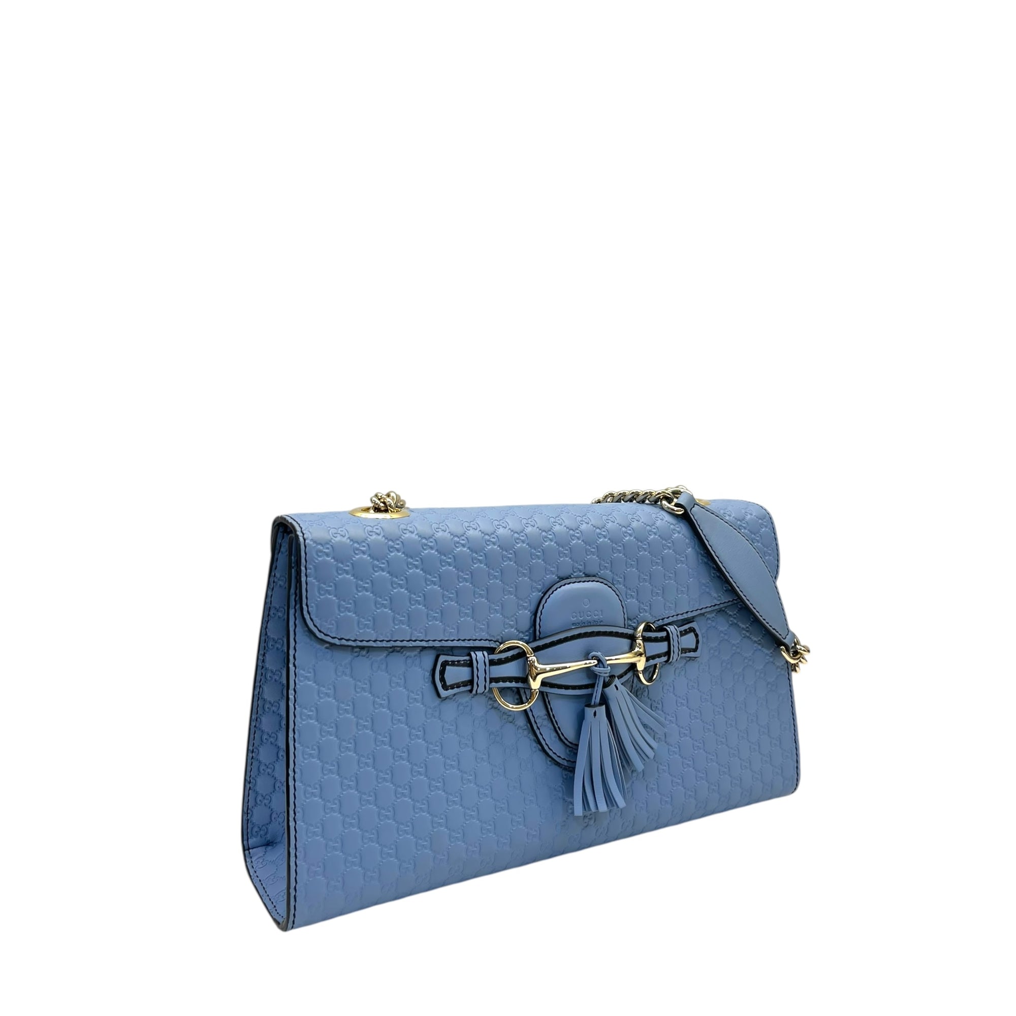 Gucci Double G Embossed Emily Full Leather Chain Bag