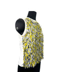 Sandro Yellow Sequin Fringe Embellished Mesh Sleeveless Size S