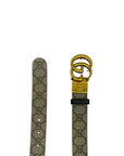 Gucci Black/Beige GG Supreme and Leather GG Marmont Belt 100 cm