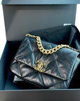 Chanel 19 Small Black GHW Two Tone Flap Bag