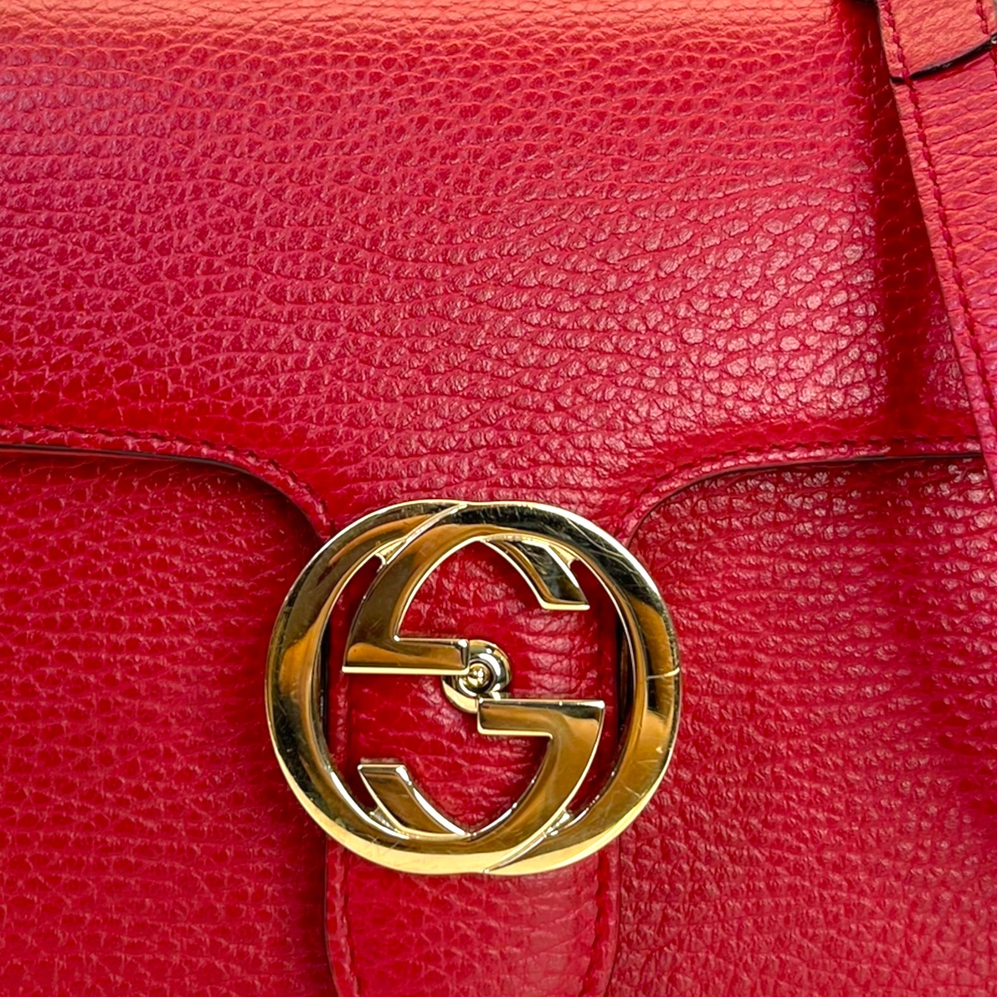 Gucci Dollar Interlocking G Red Leather Crossbody Bag