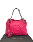 Gucci Medium Soho Chain Tote Fuchsia Pebbled Leather