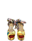 Christian Louboutin Multicolor and Satin Jersey Vamp Graffiti Platform Pumps EU 38.5