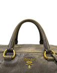 Prada Grey Vitello Shine Bauletto Bag