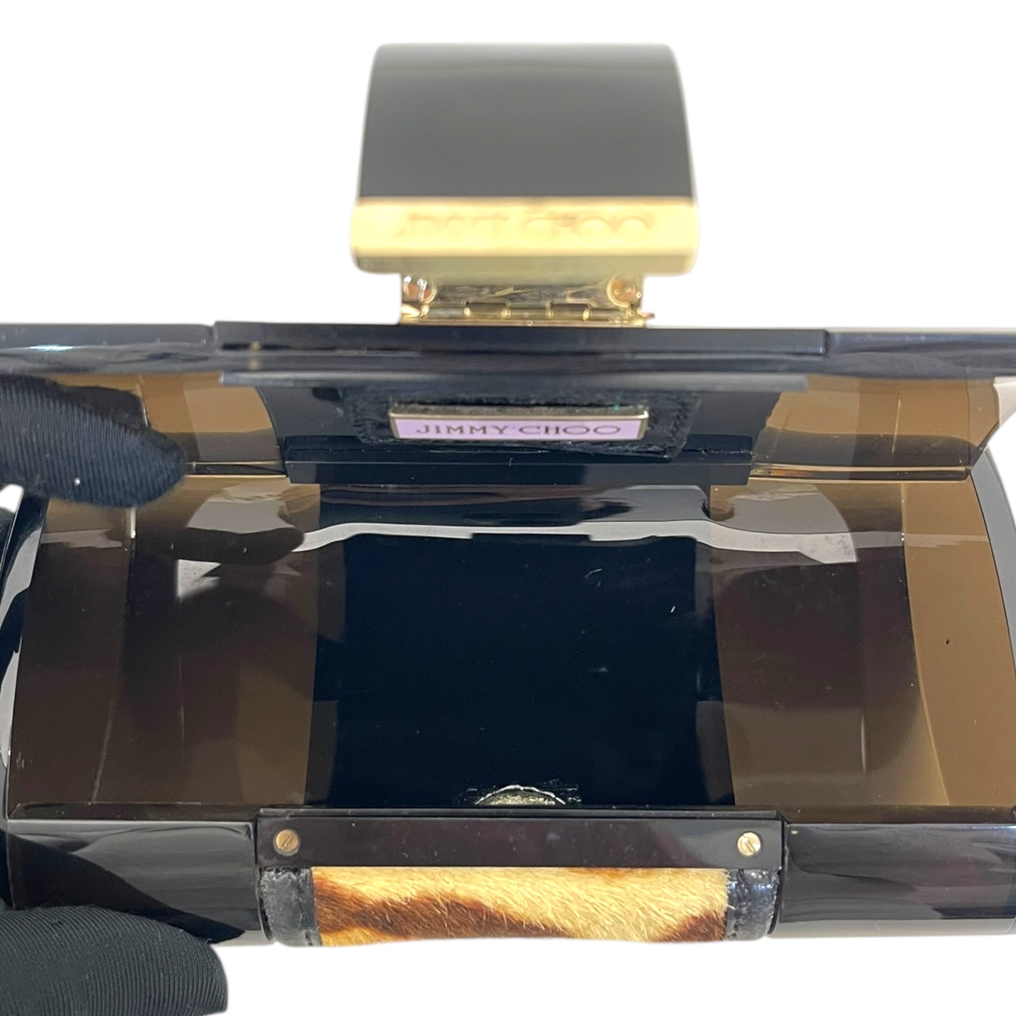 Jimmy Choo Ganache Natural Leopard Print Pony Clutch Bag