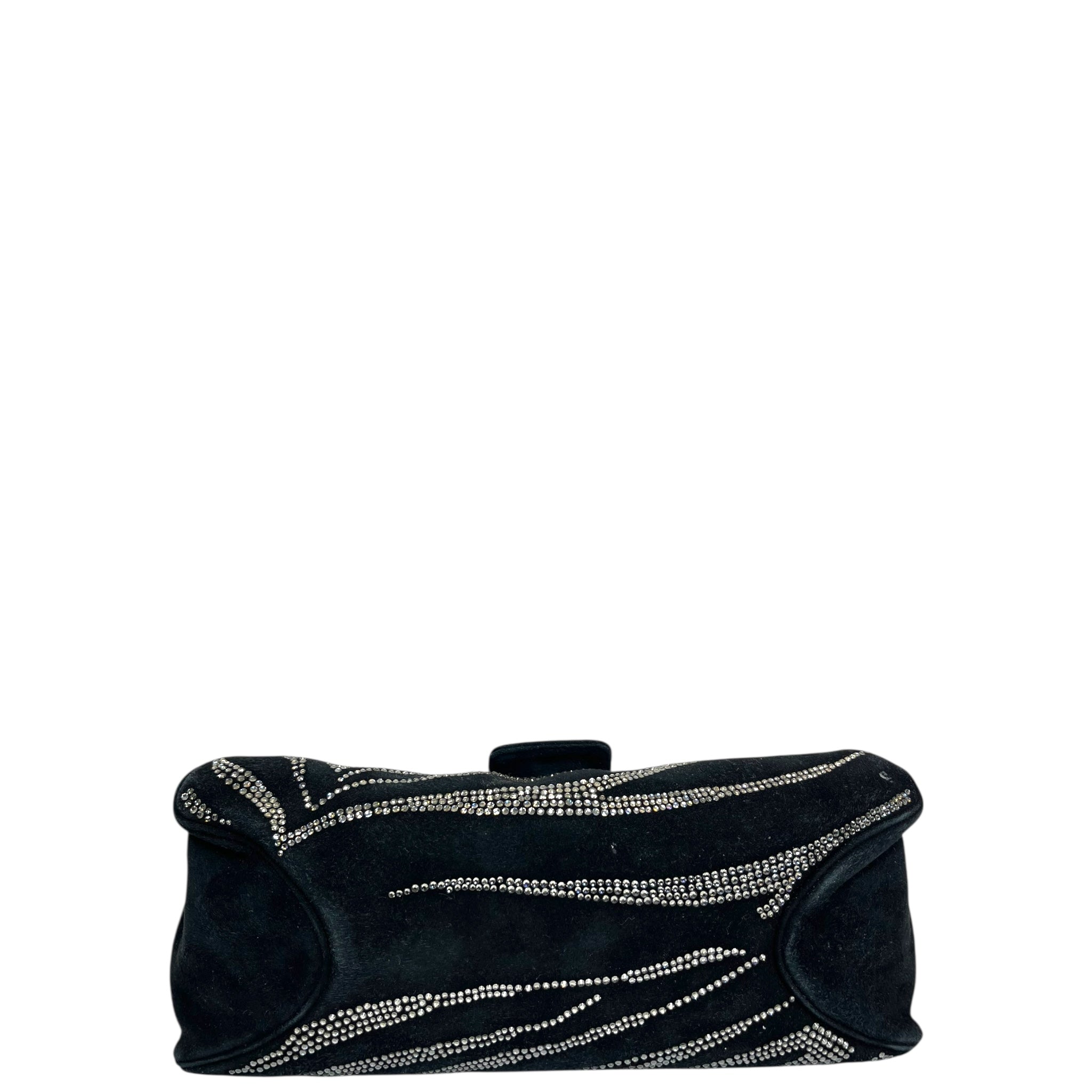Judith Leiber Embellished Black Suede Shoulder Bag