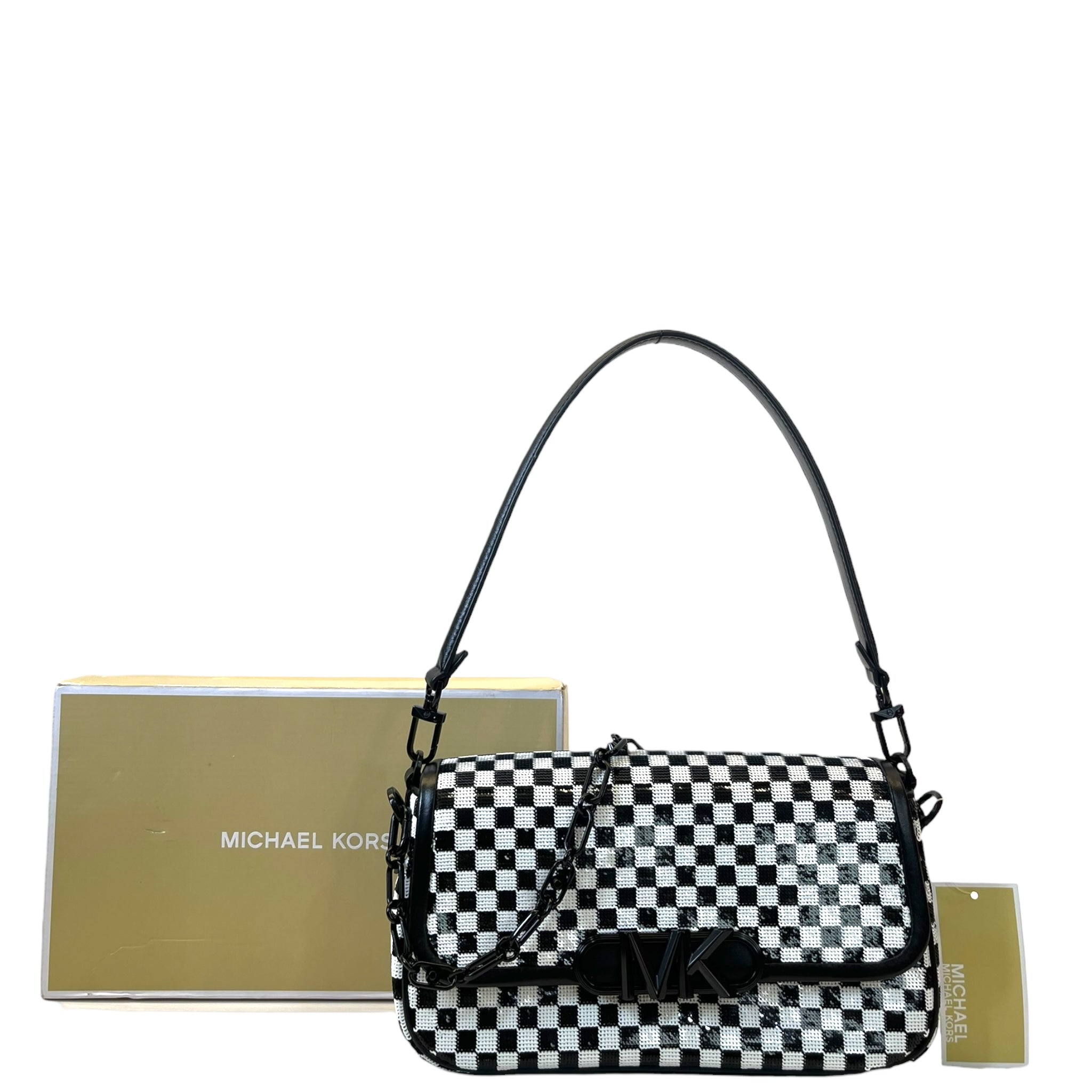 Michael Kors Parker Medium Sequined Checkerboard Shoulder Bag
