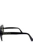 Gucci sunglasses embelished oversized square black acetate grey gradient lenses