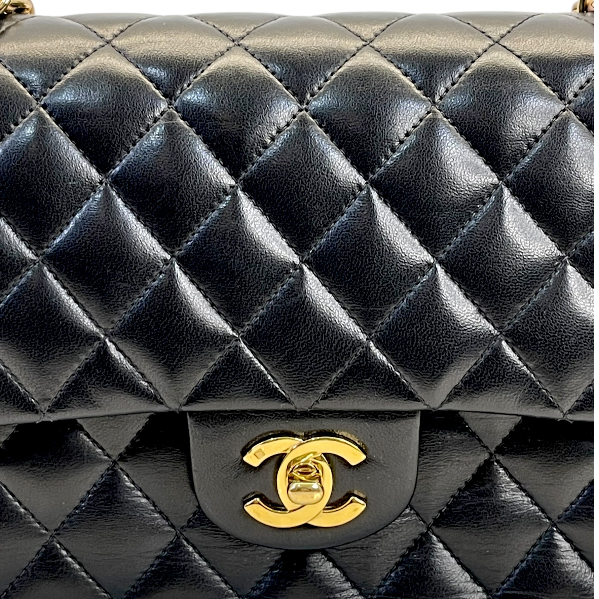Chanel Classic Medium Double Flap Bag Black Lambskin