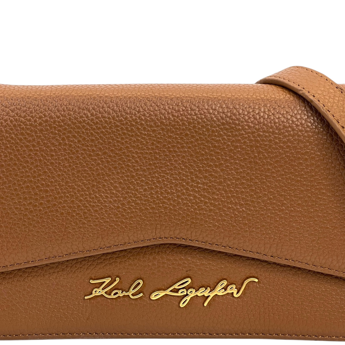 Karl Lagerfeld K/Pebble Chain Evening Clutch Brown Leather