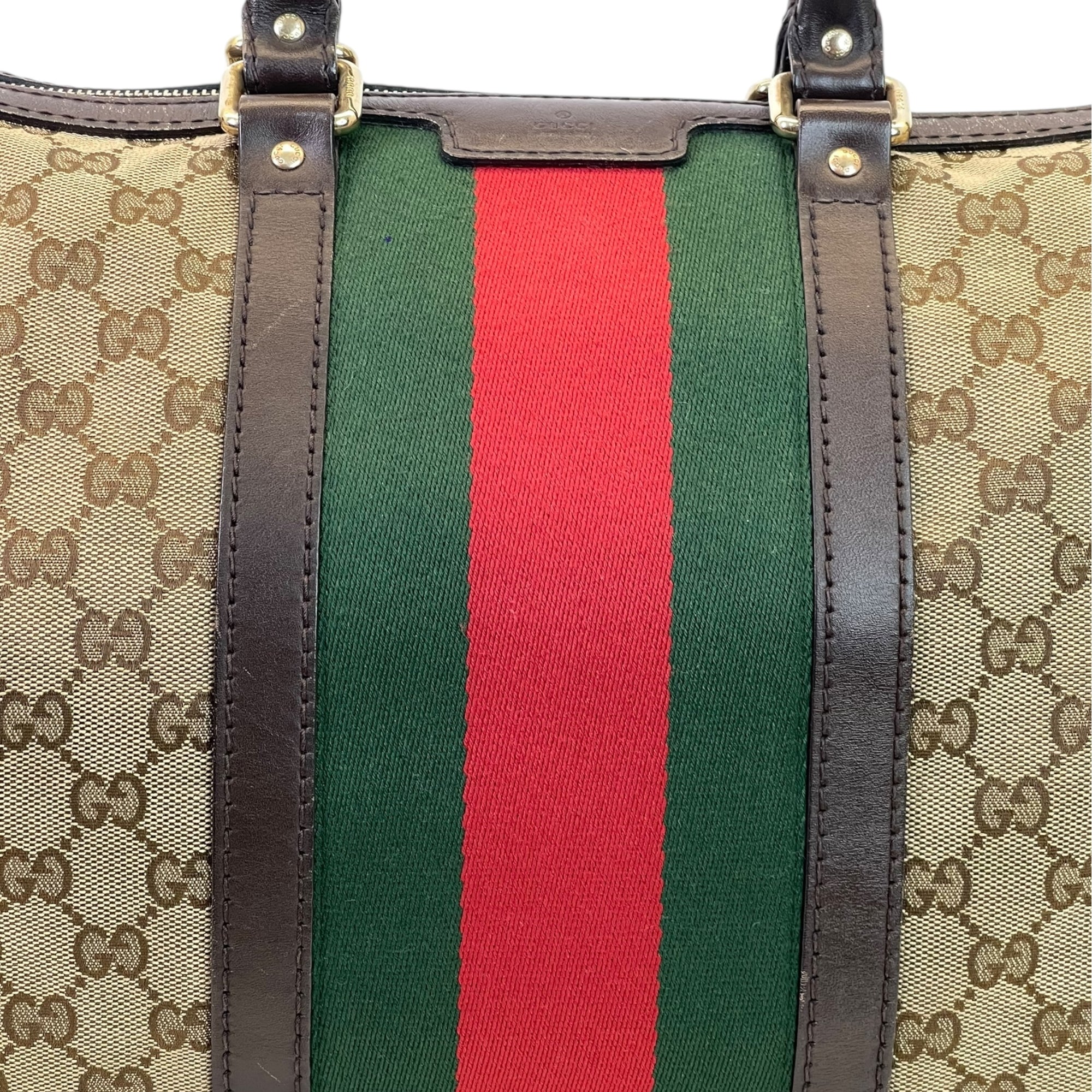 Gucci Vintage Web Boston Medium Bag Brown/Beige GG Canvas