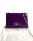 Salvatore Ferragamo Vara Ginny Bow Bag Purple Patent Leather