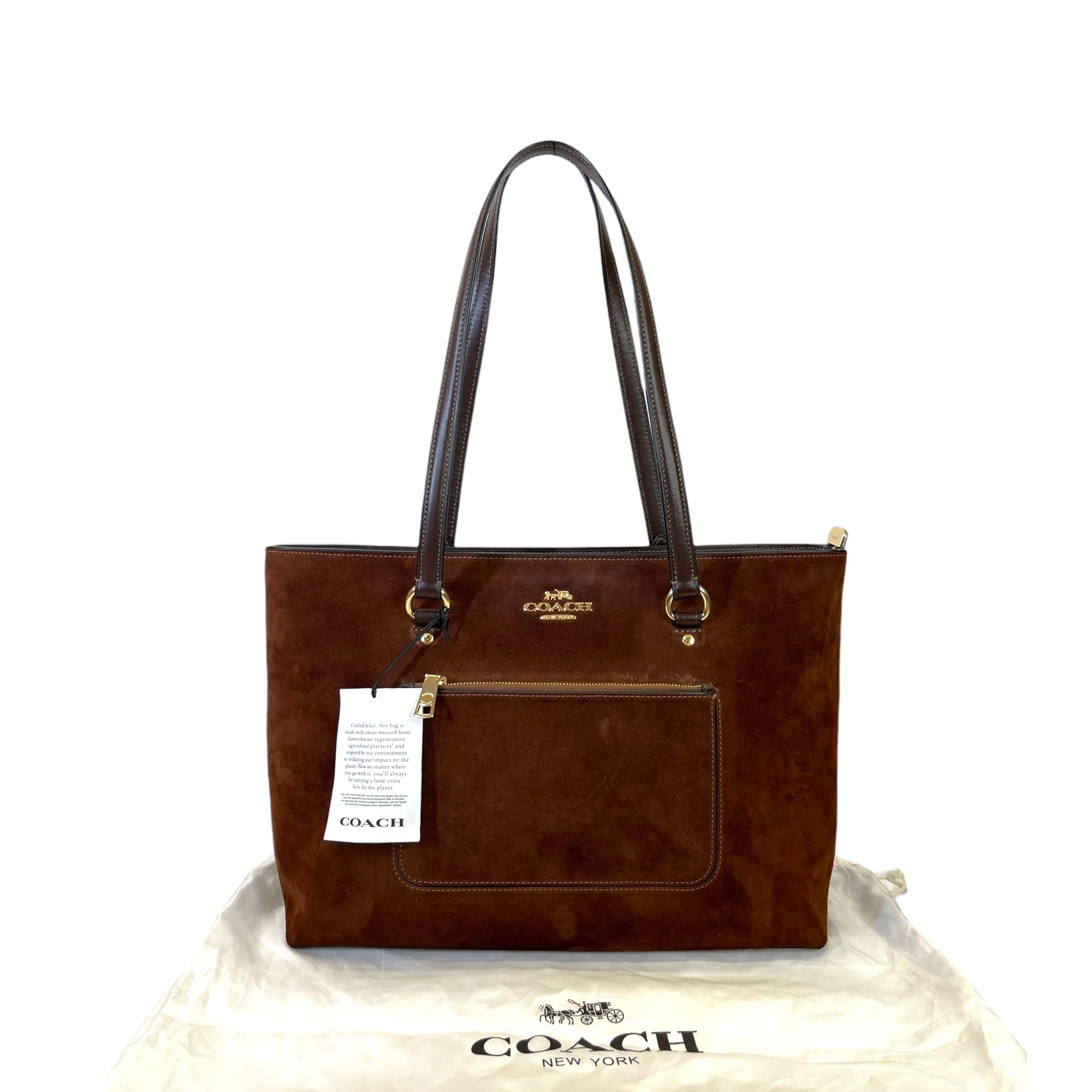 Coach Station Tote Bag Vintage Brown Suede